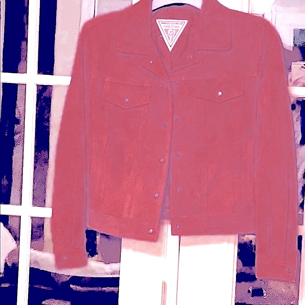 Pink cropped suede jacket XS